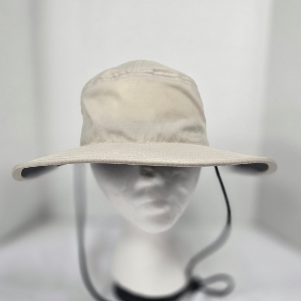 Solar‎ Escape Bucket Hat Beige Wide Brim Sun Hat w/ Adjustable Chin Strap Safari